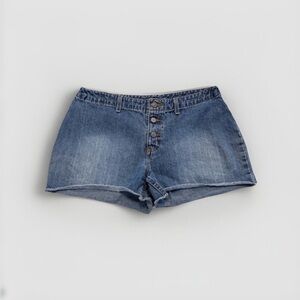 Vintage No Boundaries Shorts Size 13 Low Rise Y2K 90s Button Fly Denim Cotton